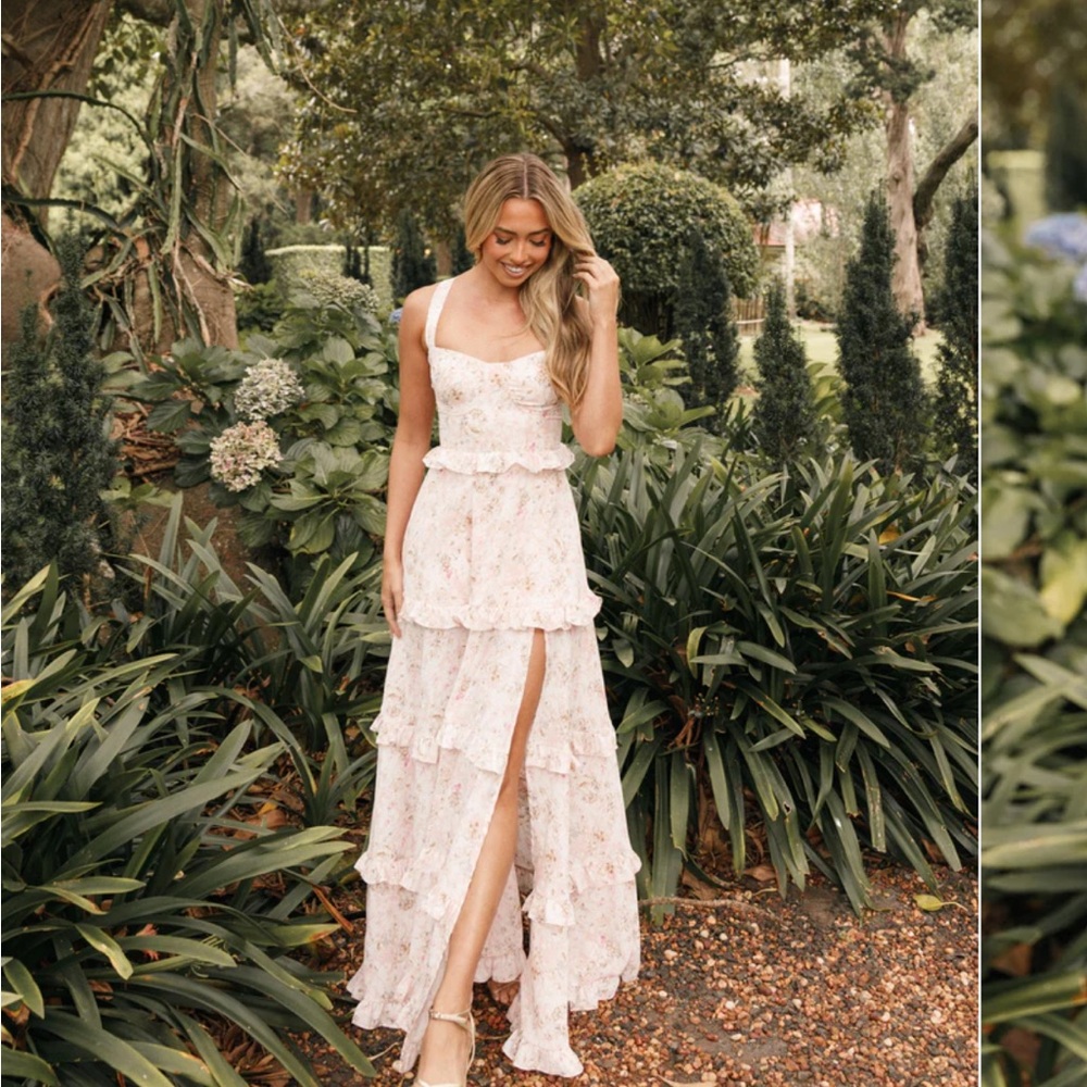 Lillee Tiered Maxi Dress - Pink Floral × 1
S